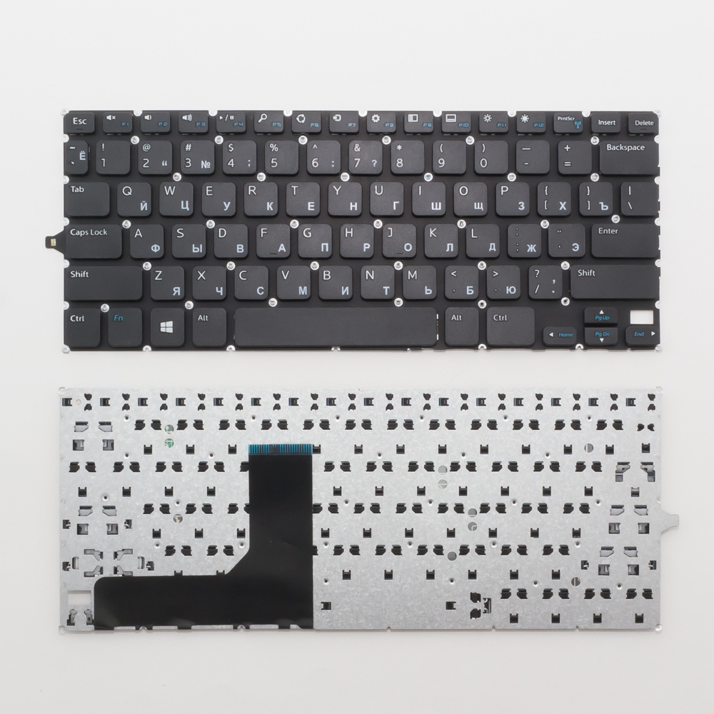 Клавиатура для ноутбука Dell 11 3147 черная без рамки, плоский Enter