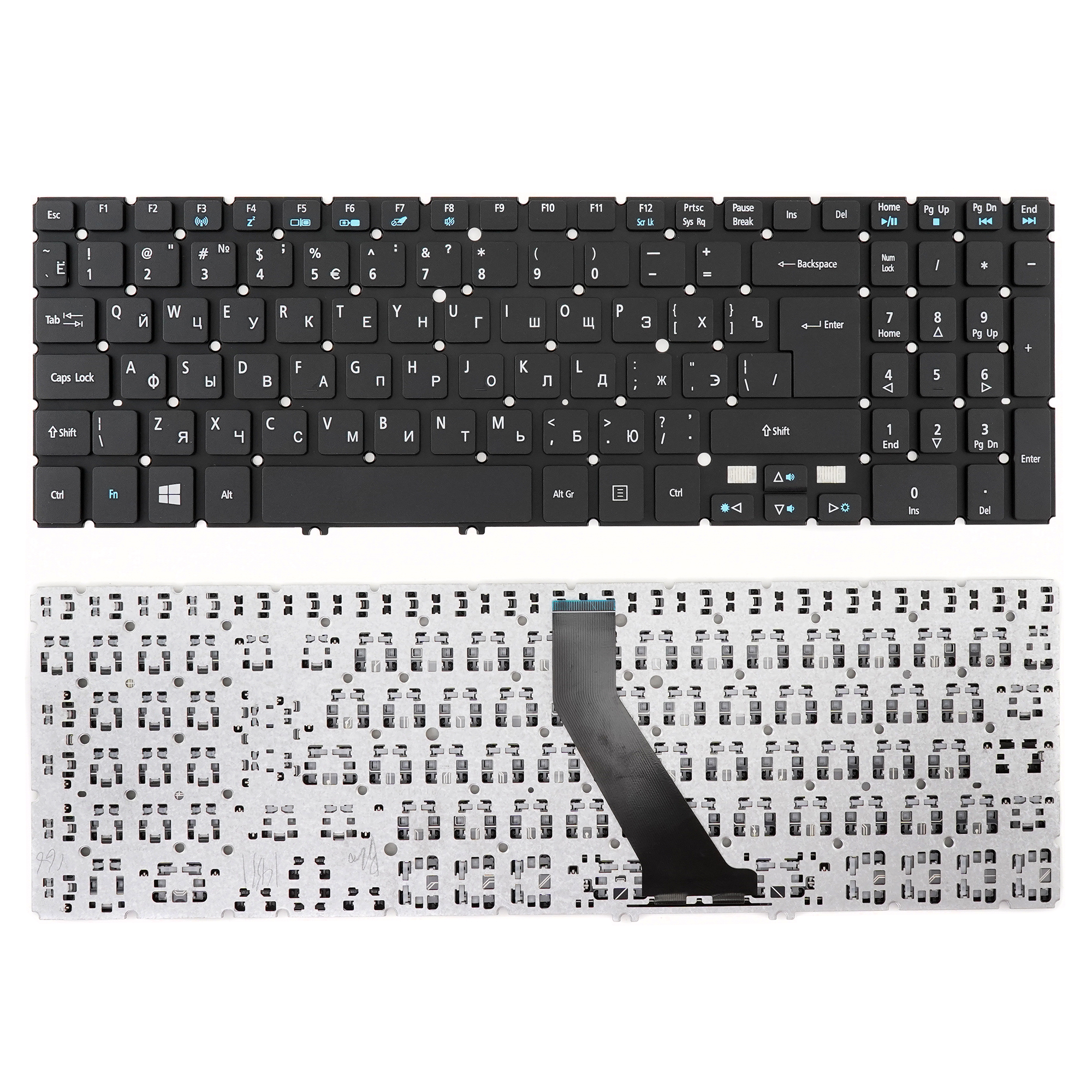 Клавиатура для ноутбука Acer V5-572G черная без рамки, Г-образный Enter